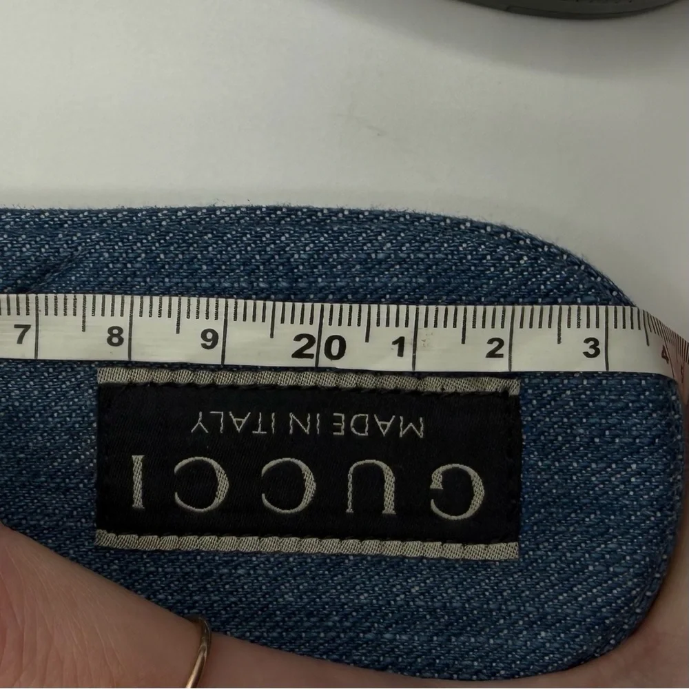 NEW NIB Gucci Logo Blue White Denim Jane Flat Slides EU 36.5 - Picture 8 of 8